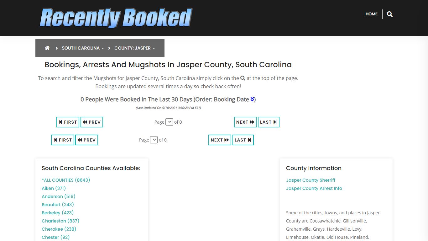 Bookings, Arrests and Mugshots in Jasper County, South Carolina